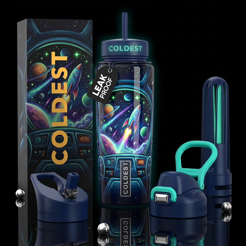 Beautiferous,glossy, trompe-l'œil, prepare for lif... water bottle design