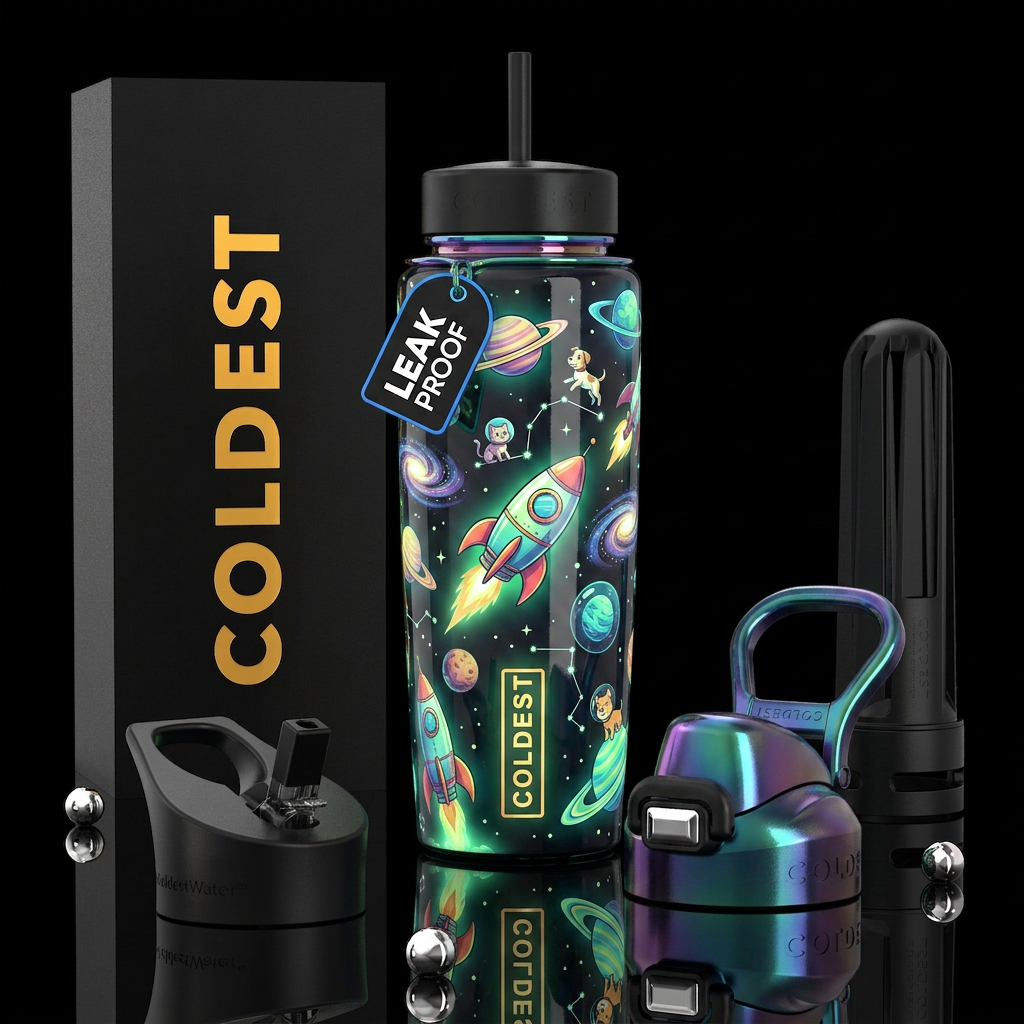 Beautiferous,glossy, trompe-l'œil, prepare for lif... water bottle design