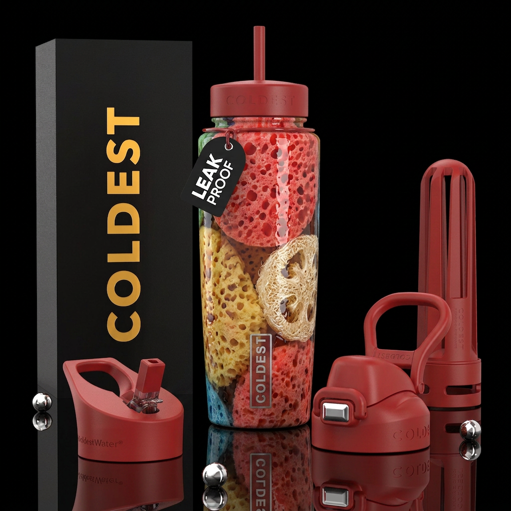 Sponges, glowie,beautiferous, glossy, trompe-l'œil... water bottle design