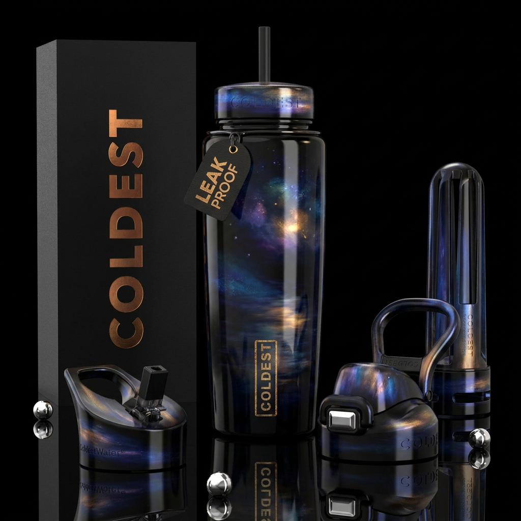 glowie,beautiferous, glossy, trompe-l'œil,impressi... water bottle design