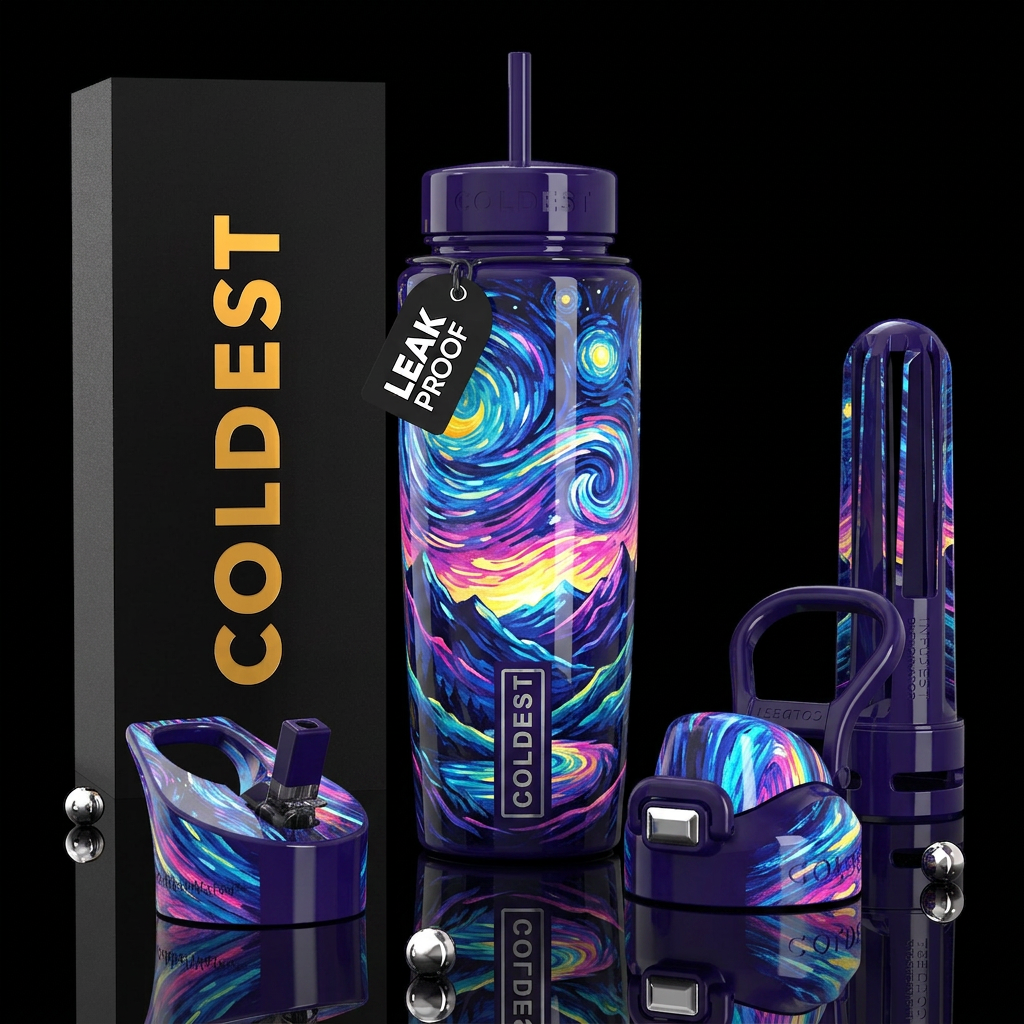 glowie,beautiferous, glossy, trompe-l'œil,impressi... water bottle design