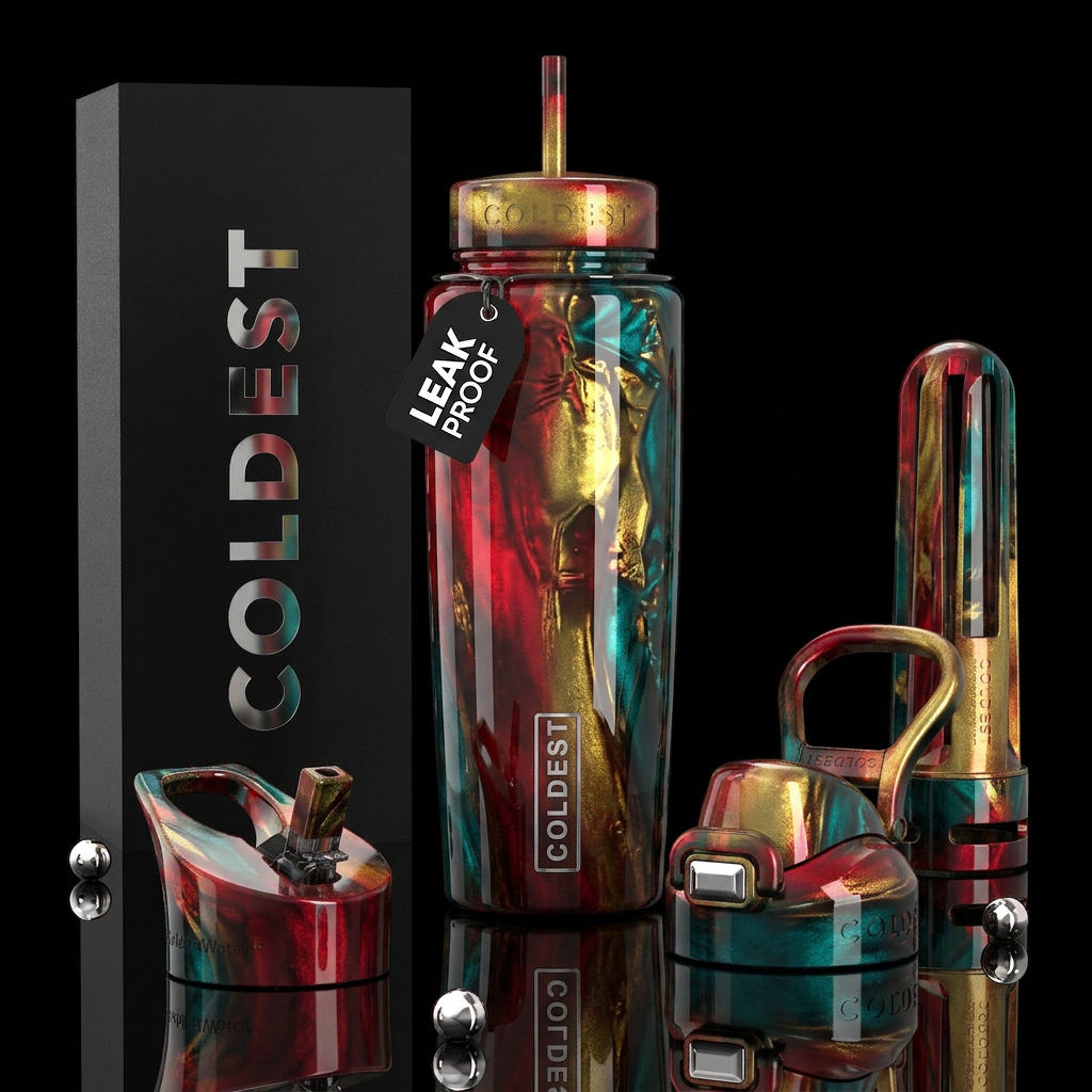 glowie,beautiferous, glossy, trompe-l'œil,impressi... water bottle design