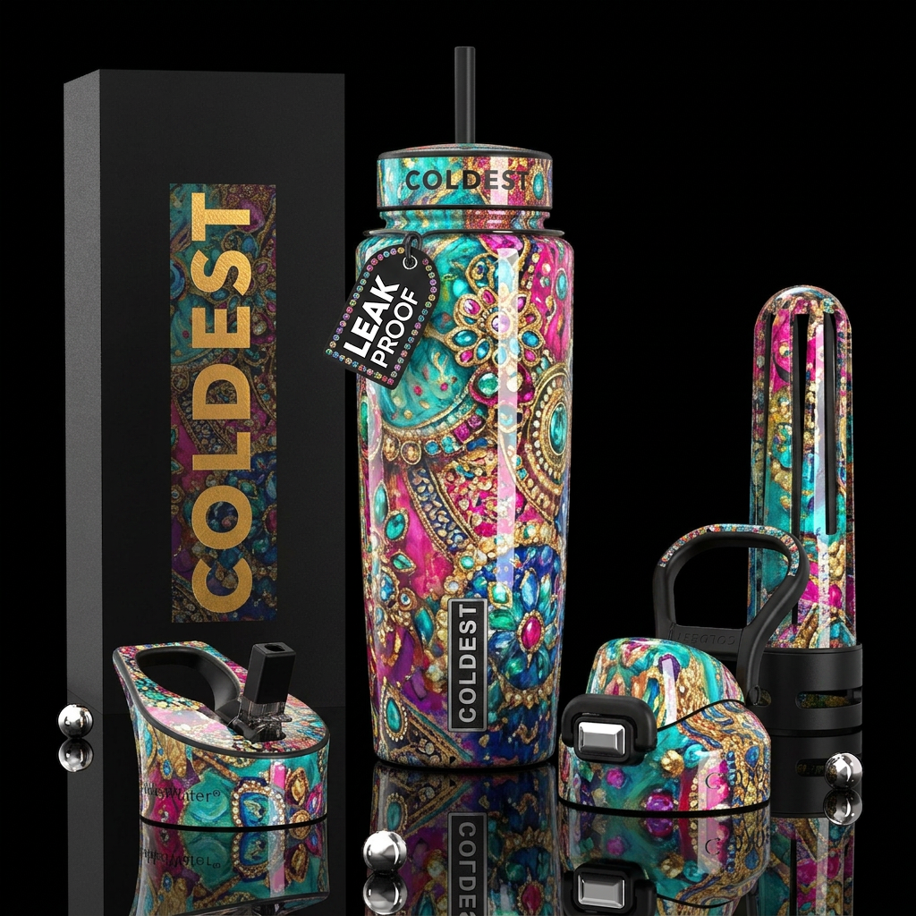 glowie,beautiferous, glossy, trompe-l'œil,impressi... water bottle design