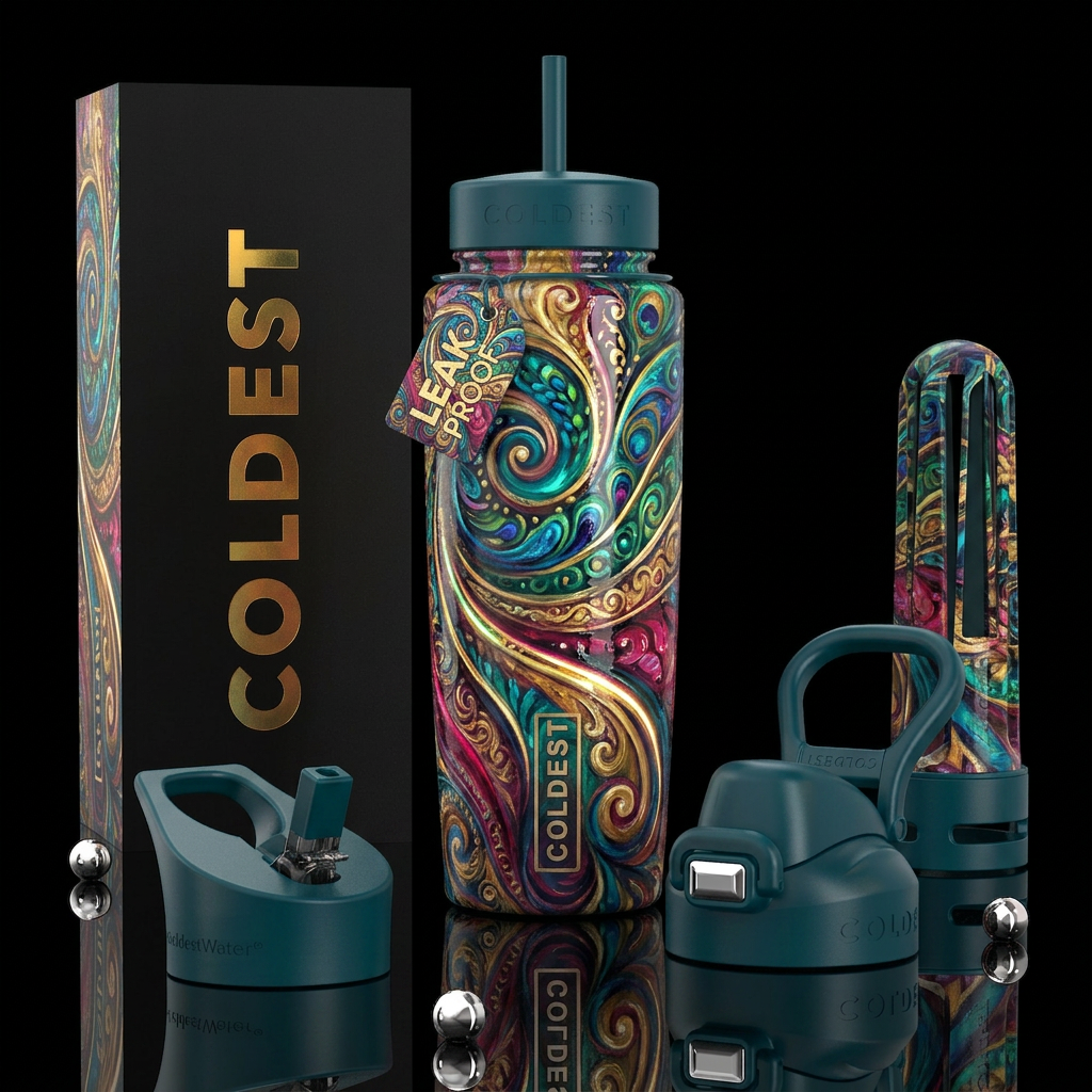 glowie,beautiferous, glossy, trompe-l'œil,impressi... water bottle design