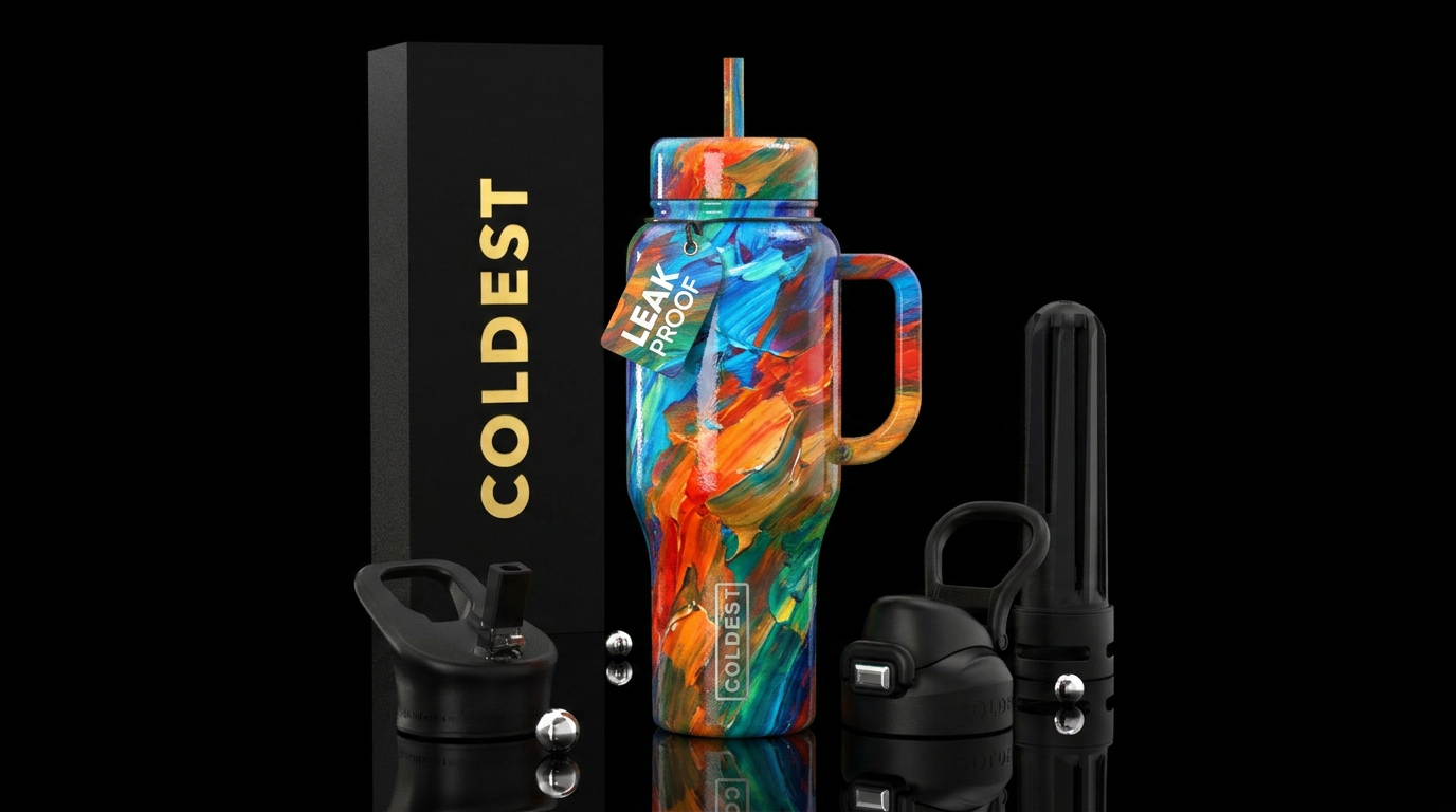 Impressionist, expressionist,glossy, trompe-l'œil water bottle design