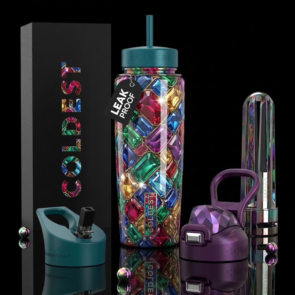 Beautiferous, boondoggle,glossy, trompe-l'œil water bottle design