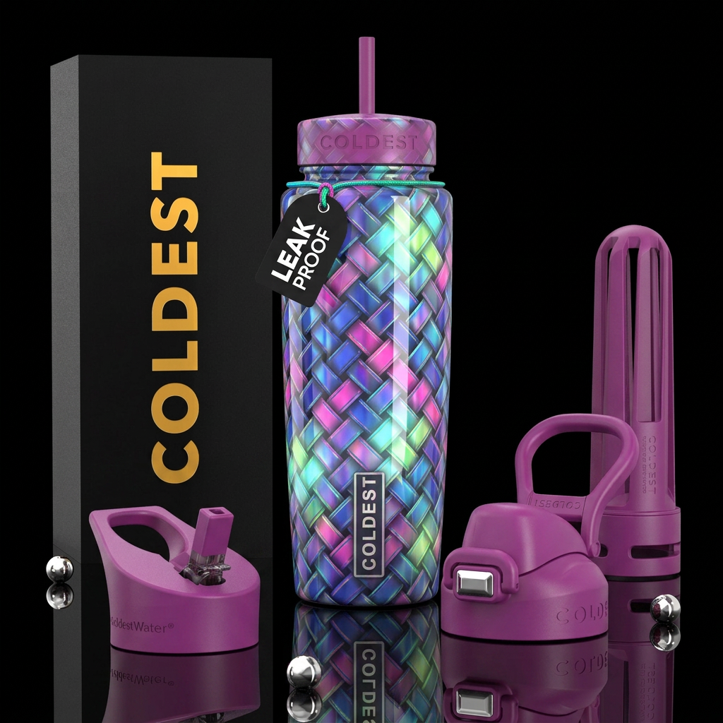 Beautiferous,glowie, boondoggle,glossy, trompe-l'œ... water bottle design