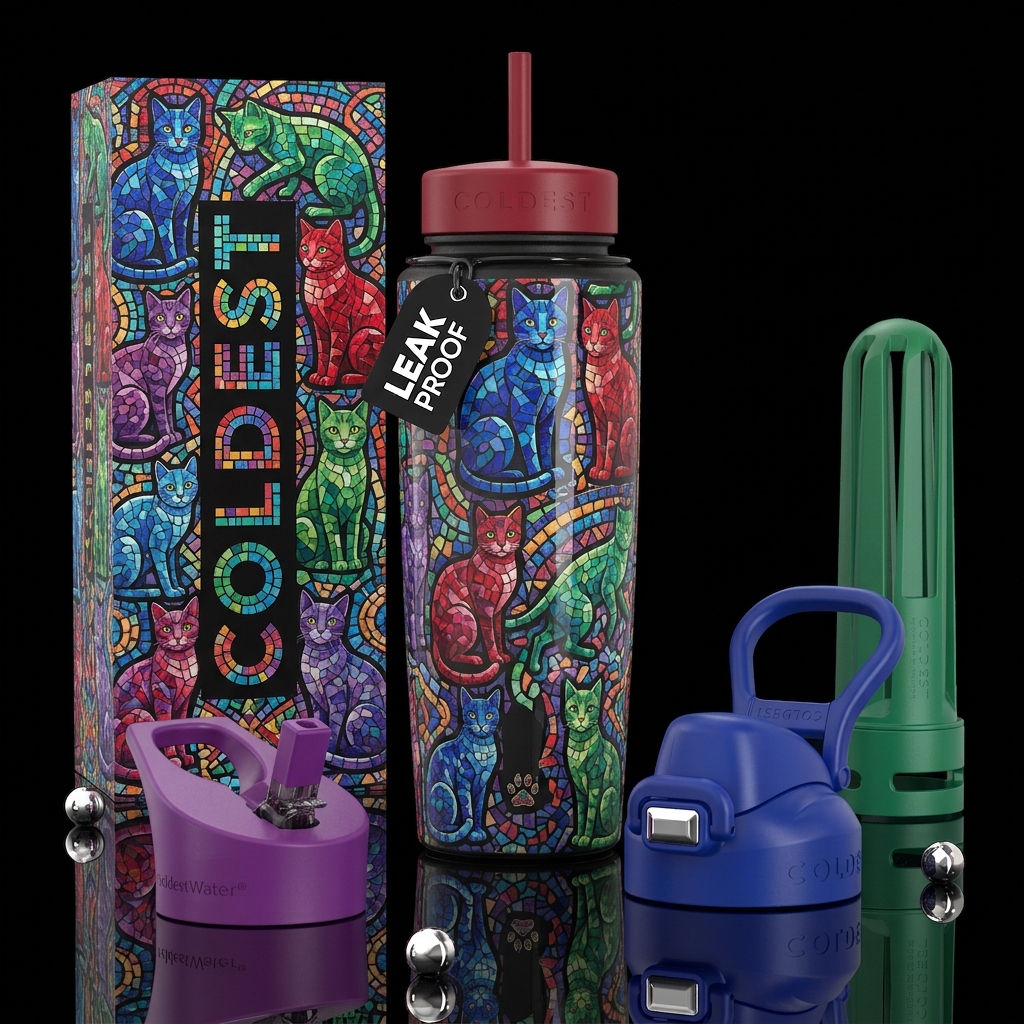 Beautiferous,glowie, boondoggle,glossy, trompe-l'œ... water bottle design