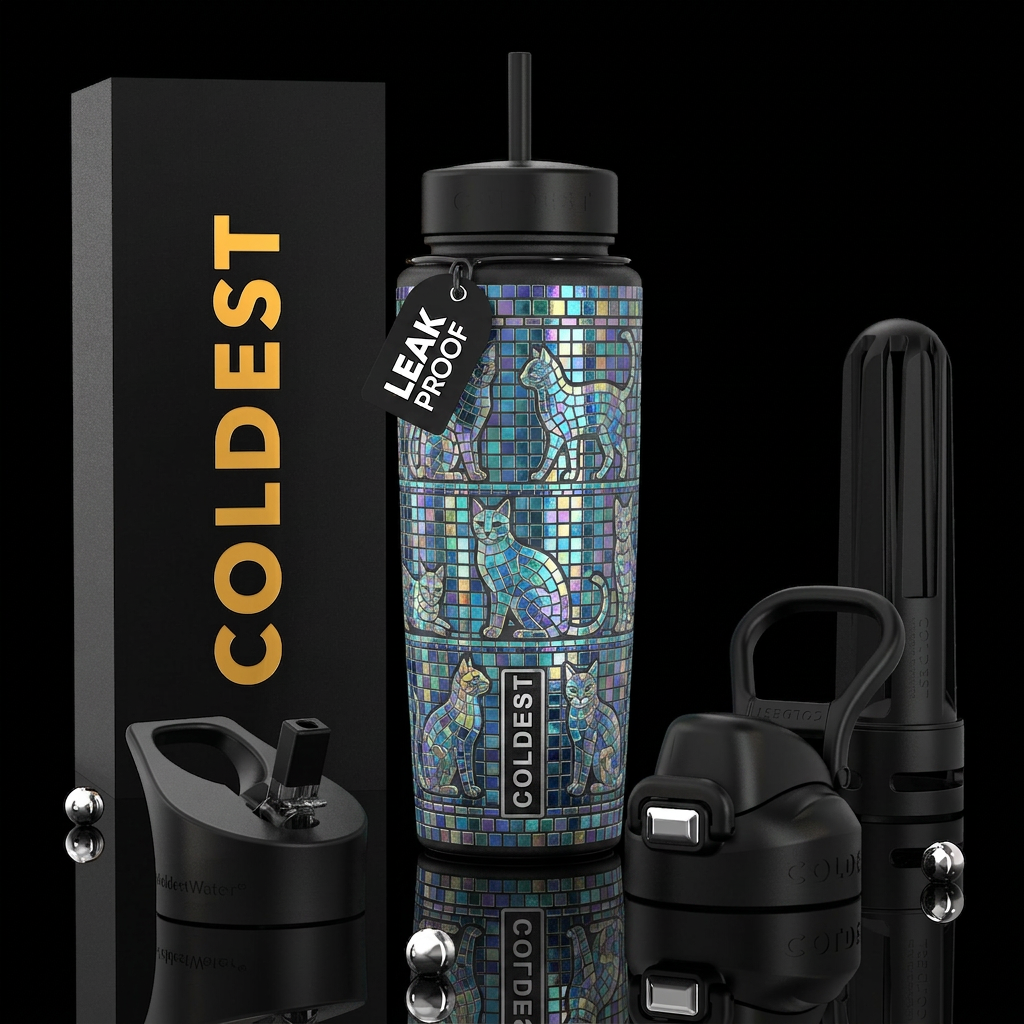 Beautiferous,glowie, boondoggle,glossy, trompe-l'œ... water bottle design