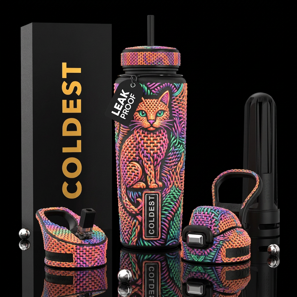 Beautiferous,glowie, boondoggle,glossy, trompe-l'œ... water bottle design
