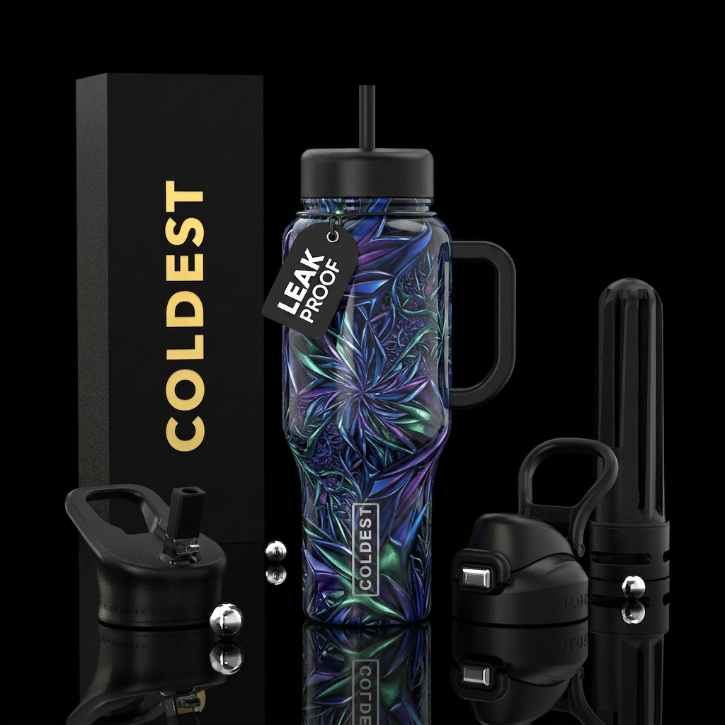 Ferous, glossy, trompe-l'œil, beautiferous,pandicu... water bottle design