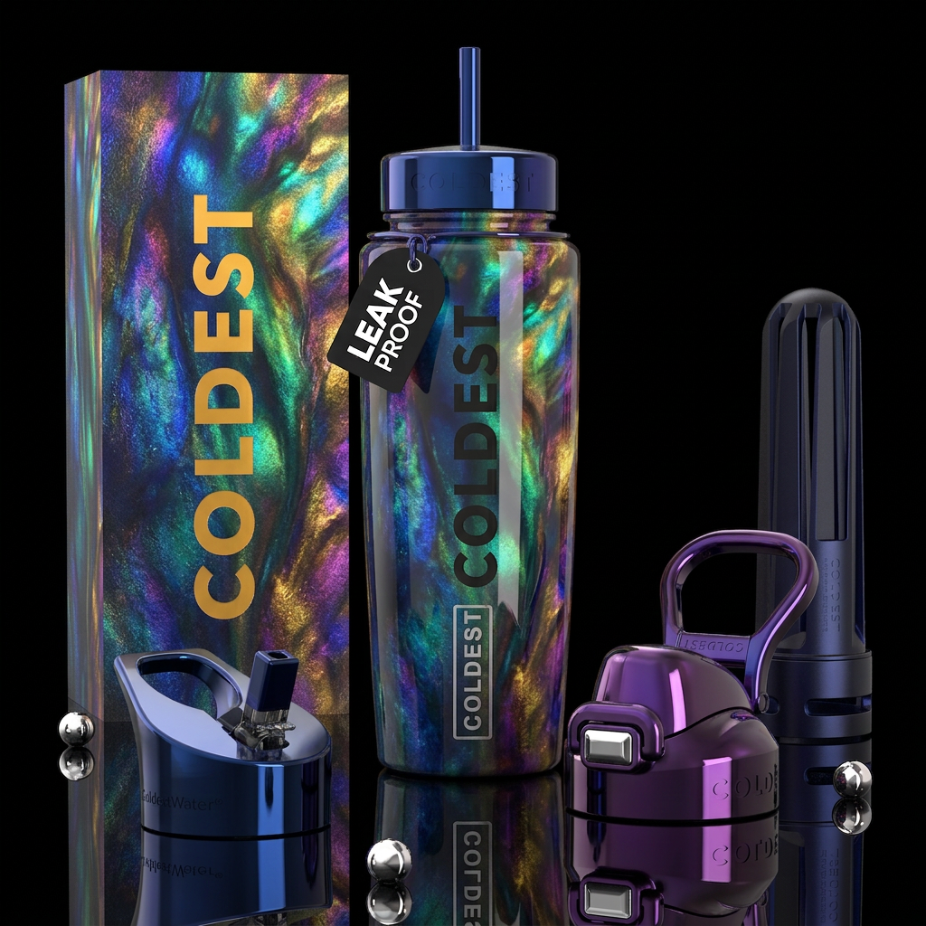 Enigmatic, glossy, trompe-l'œil,beautiferous water bottle design