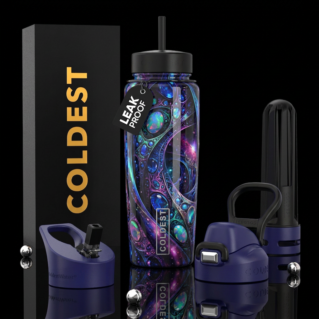 Enigmatic, glossy, trompe-l'œil,beautiferous water bottle design