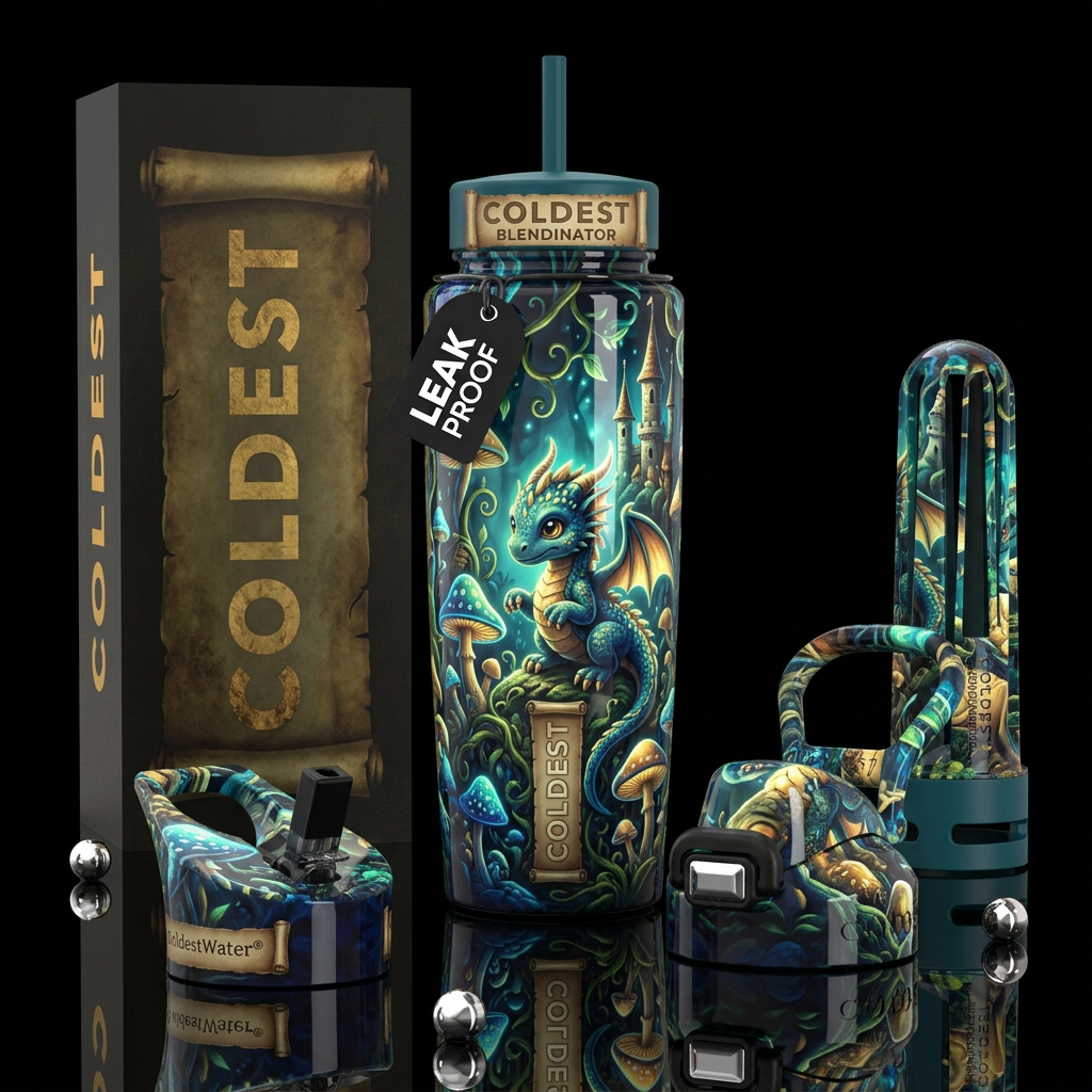 Enigmatic, glossy, trompe-l'œil,beautiferous, glow... water bottle design