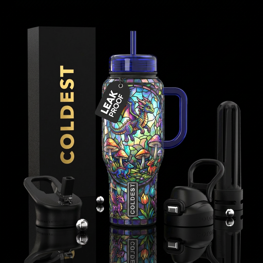 whimsical,parry, enigmatic, glossy, trompe-l'œil,b... water bottle design