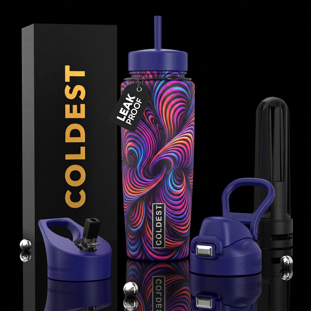 ,parry, enigmatic, glossy, trompe-l'œil,beautifero... water bottle design