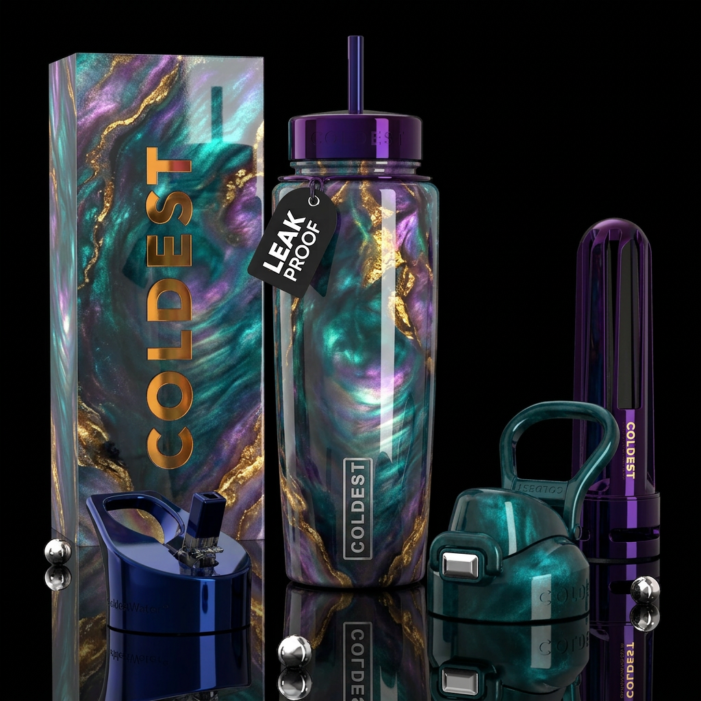 ,parry, enigmatic, glossy, trompe-l'œil,beautifero... water bottle design