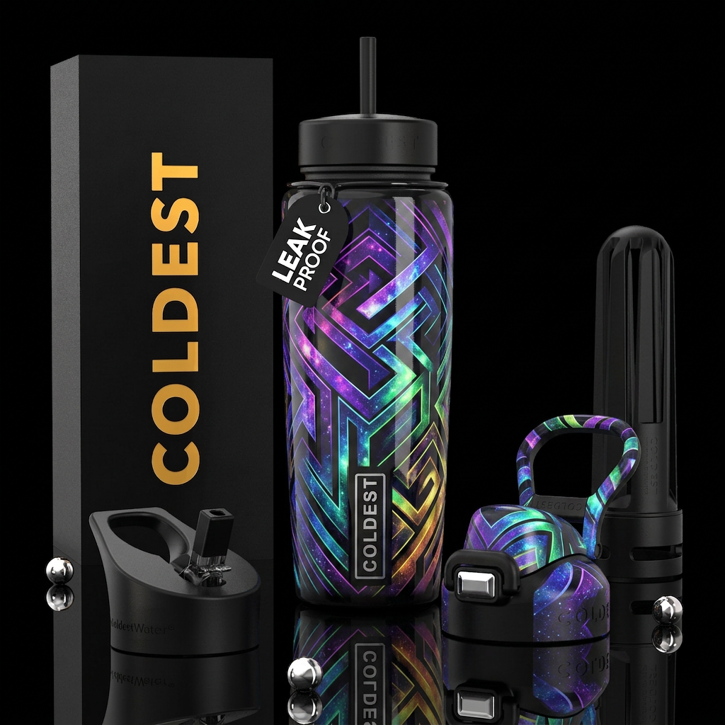 ,parry, enigmatic, glossy, trompe-l'œil,beautifero... water bottle design