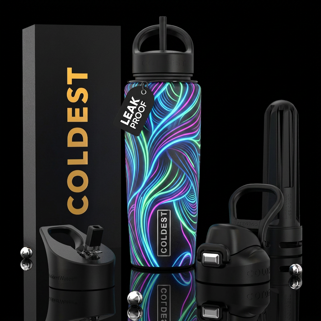 ,parry, enigmatic, glossy, trompe-l'œil,beautifero... water bottle design