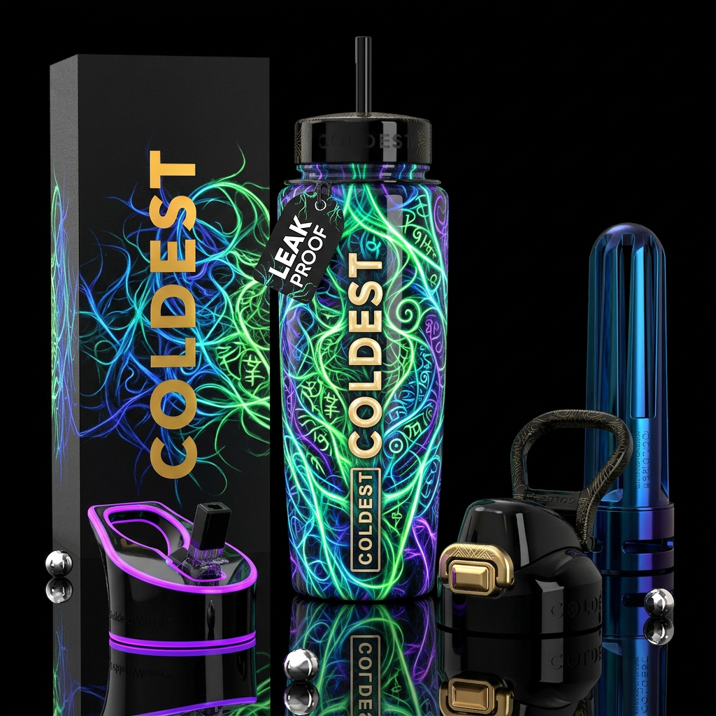 ,parry, enigmatic, glossy, trompe-l'œil,beautifero... water bottle design