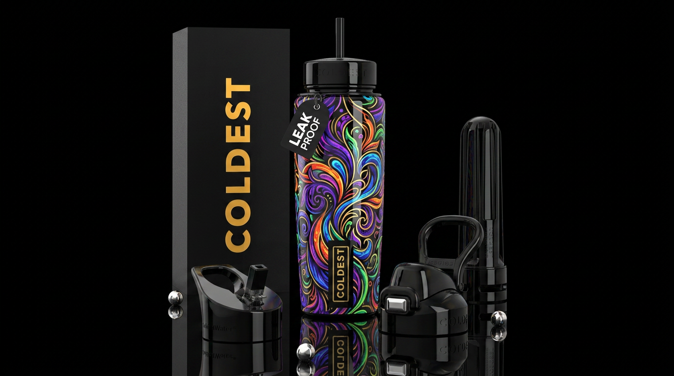 ,parry, enigmatic, glossy, trompe-l'œil,beautifero... water bottle design