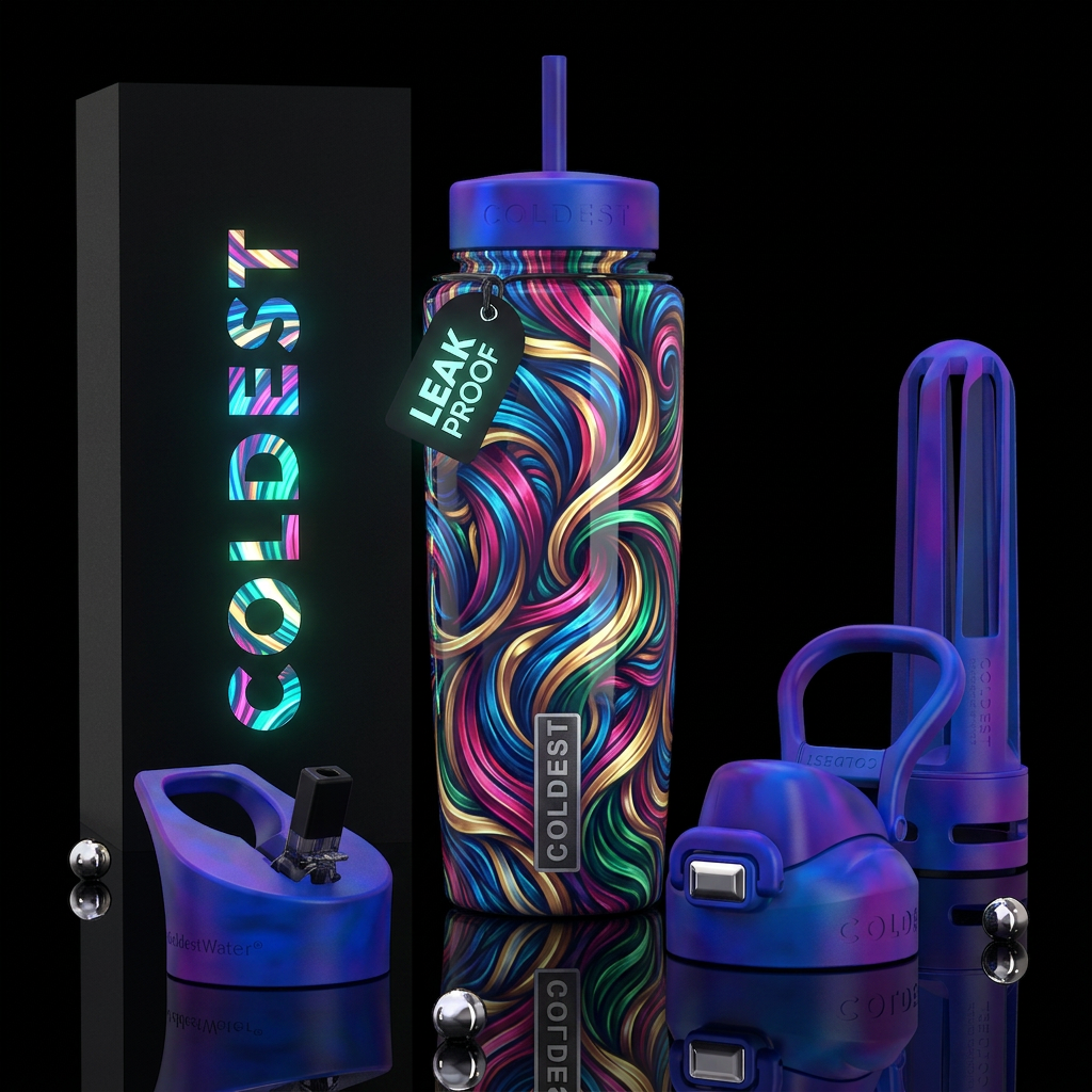,parry, enigmatic, glossy, trompe-l'œil,beautifero... water bottle design