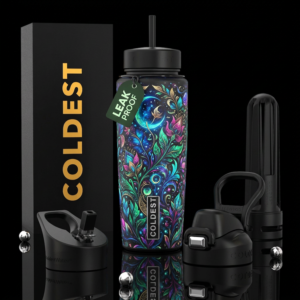 ,parry, enigmatic, glossy, trompe-l'œil,beautifero... water bottle design