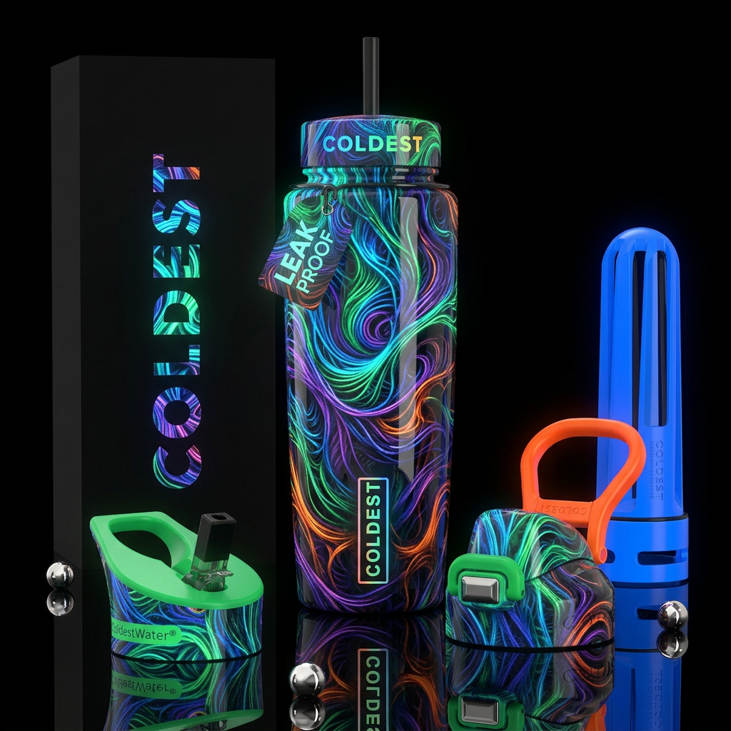 ,parry, enigmatic, unique,glossy, trompe-l'œil,bea... water bottle design
