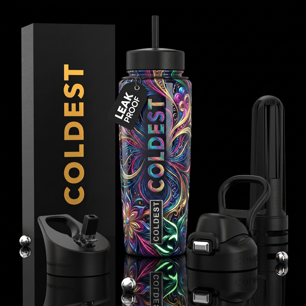 ,parry, enigmatic, unique,glossy, trompe-l'œil,bea... water bottle design