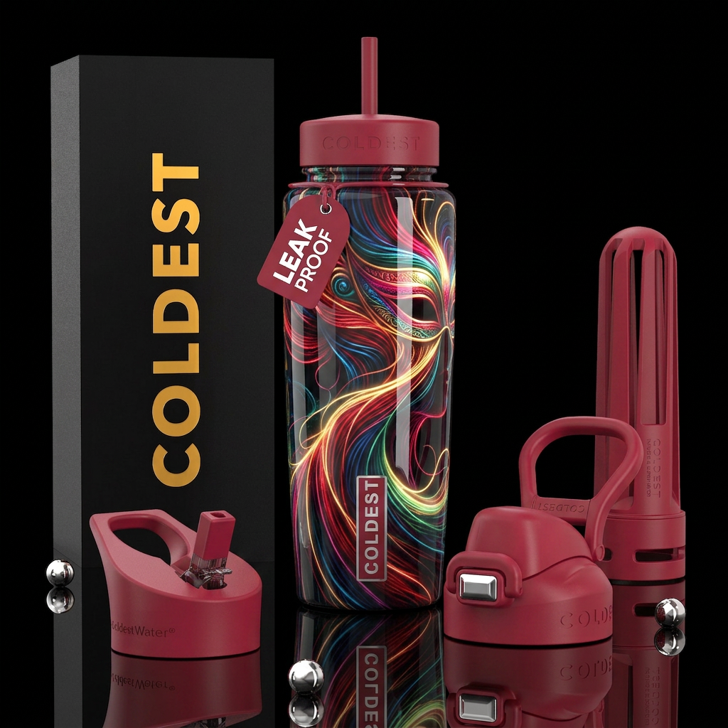 ,parry, enigmatic, unique,glossy, trompe-l'œil,bea... water bottle design