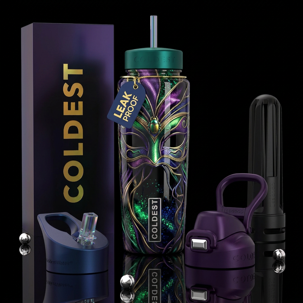 ,parry, enigmatic, unique,glossy, trompe-l'œil,bea... water bottle design