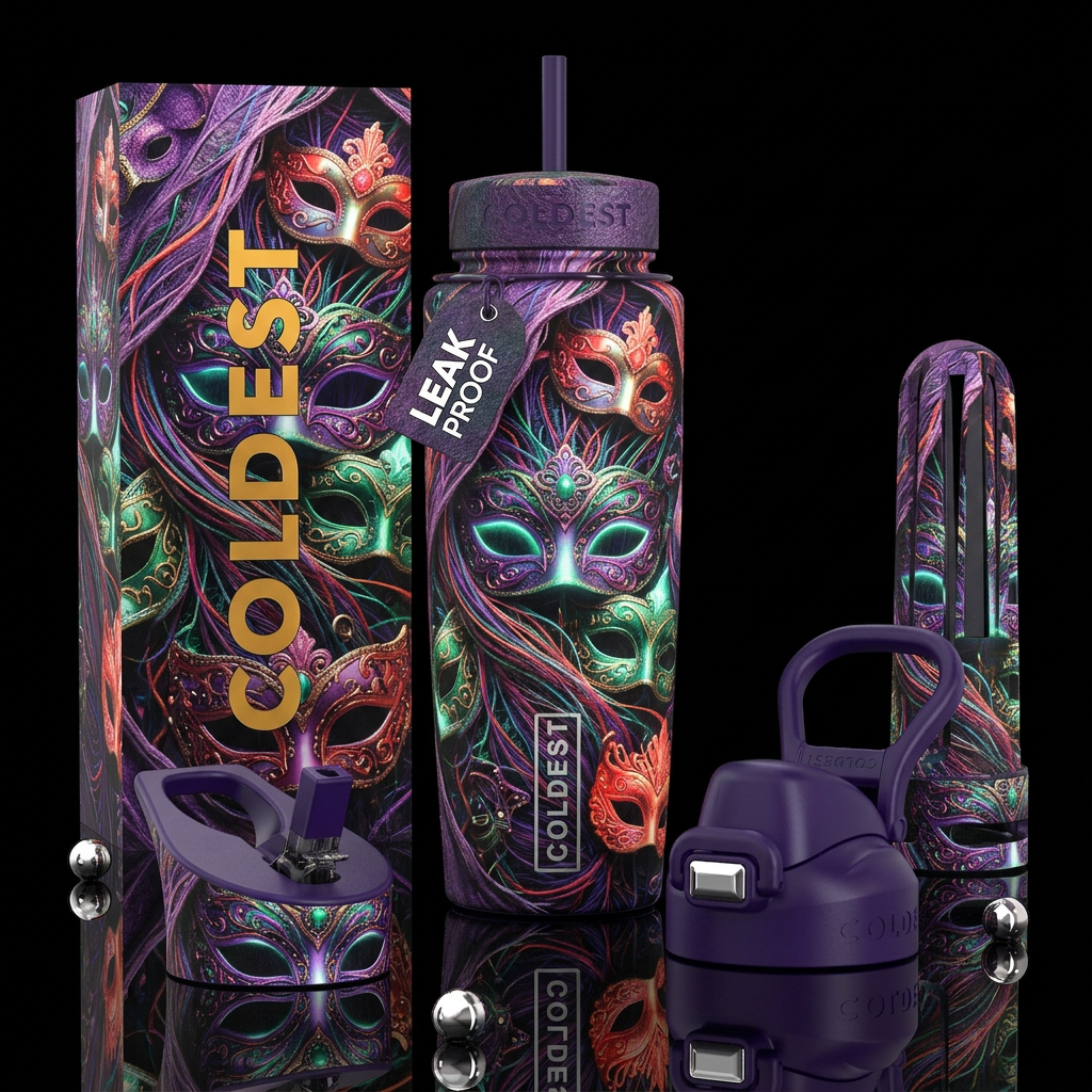 ,parry, enigmatic, unique,glossy, trompe-l'œil,bea... water bottle design