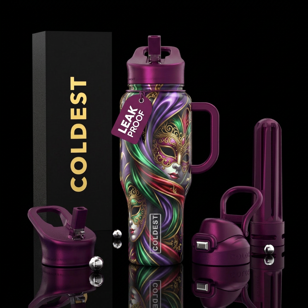 ,parry, enigmatic, unique,glossy, trompe-l'œil,bea... water bottle design