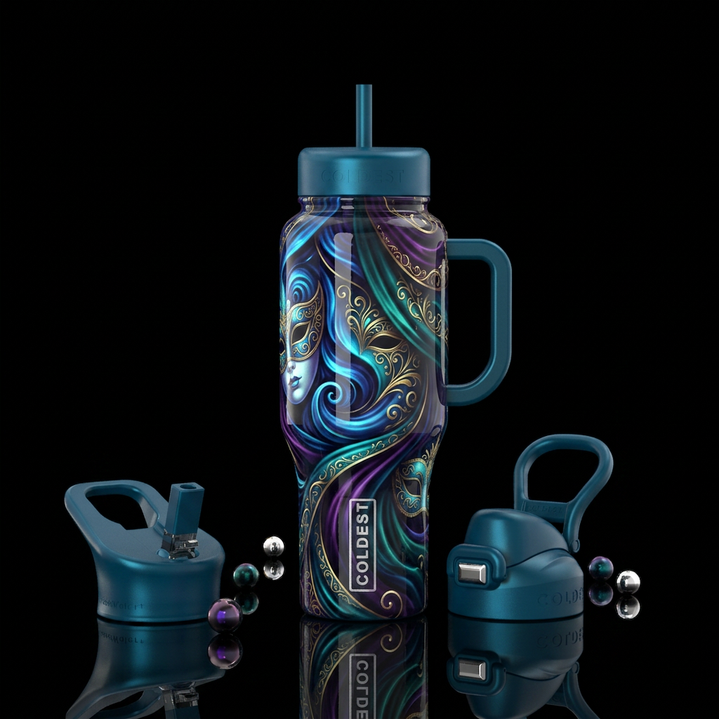 ,parry, enigmatic, unique,glossy, trompe-l'œil,bea... water bottle design