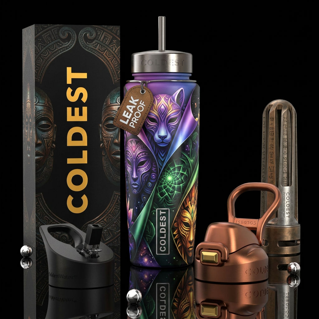 ,parry, enigmatic, unique,glossy, trompe-l'œil,bea... water bottle design
