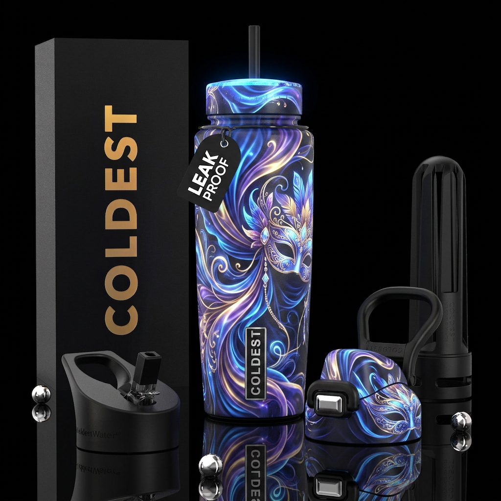 ,parry, enigmatic, unique,glossy, trompe-l'œil,bea... water bottle design
