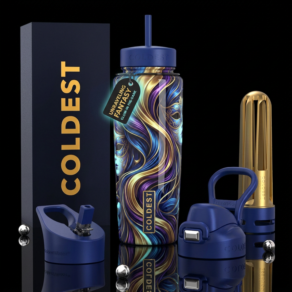 ,parry, enigmatic, unique,glossy, trompe-l'œil,bea... water bottle design
