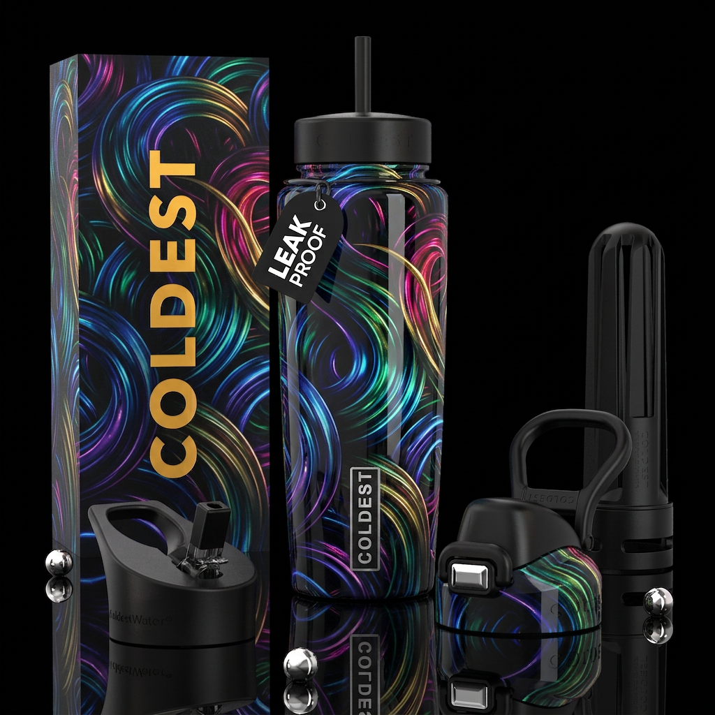 ,parry,coil, enigmatic, unique,glossy, trompe-l'œi... water bottle design