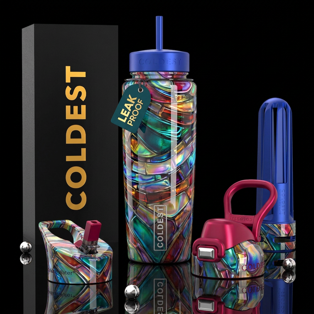 multiple layers,beautiferous,glossy, trompe-l'œil water bottle design
