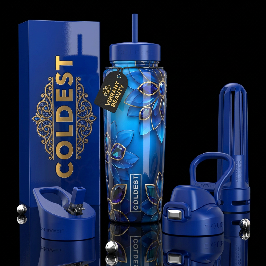 multiple layers,beautiferous,glossy, trompe-l'œil water bottle design