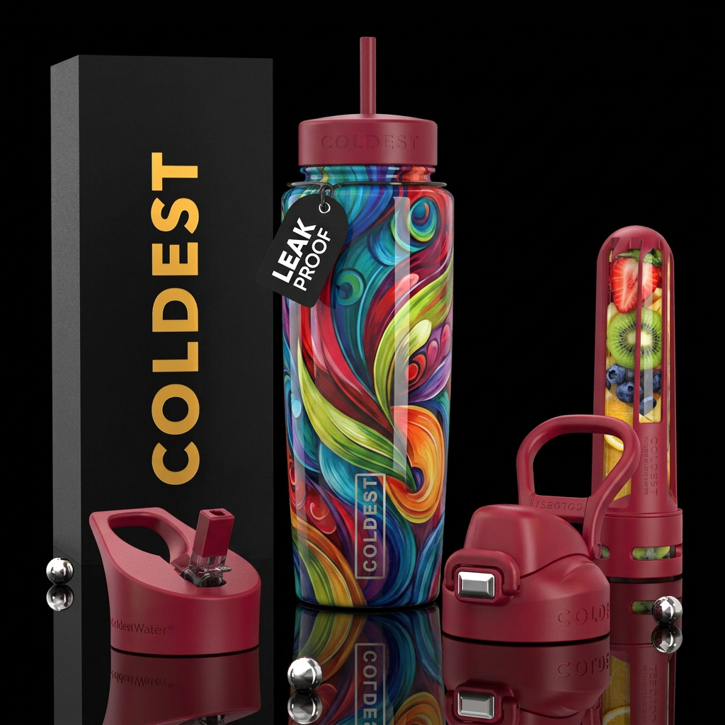 multiple layers,beautiferous,glossy, trompe-l'œil,... water bottle design