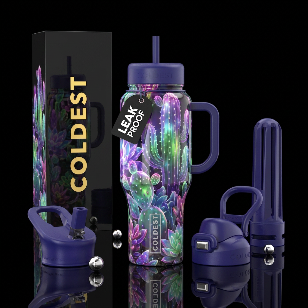 Ghost plants, glossy, trompe-l'œil water bottle design