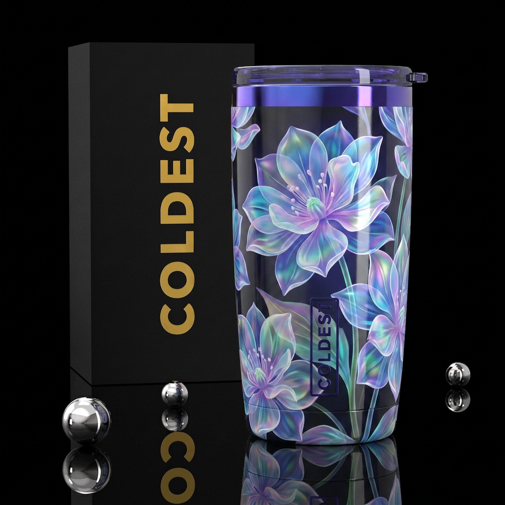 Ghost flowers, glossy, trompe-l'œil,beautiferous water bottle design