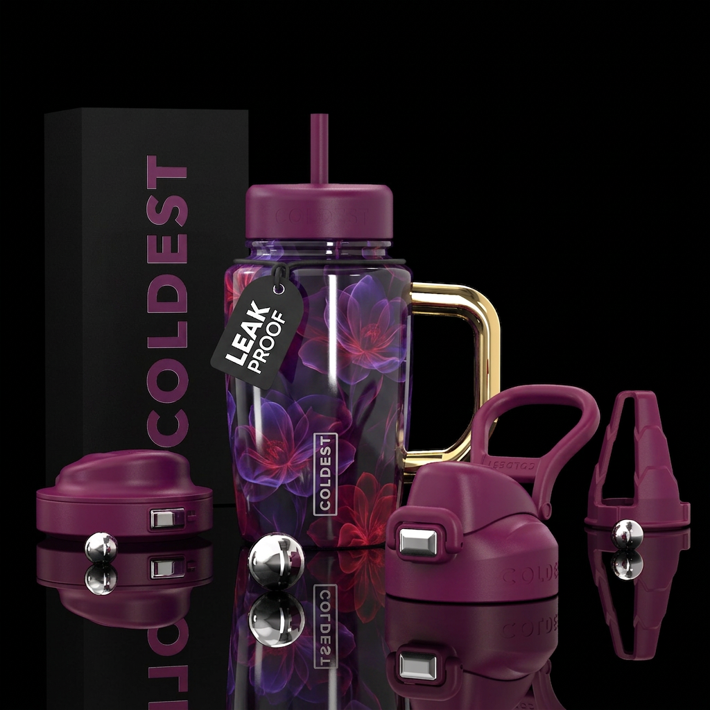Ghost flowers, glossy, trompe-l'œil,beautiferous water bottle design