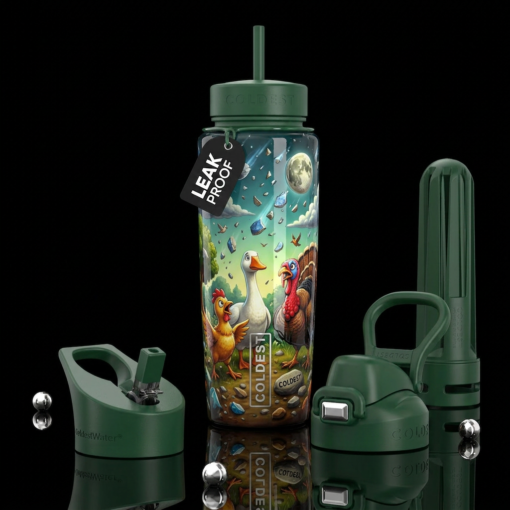 Henny penny goosey Lucy and turkey lurkey the sky ... water bottle design