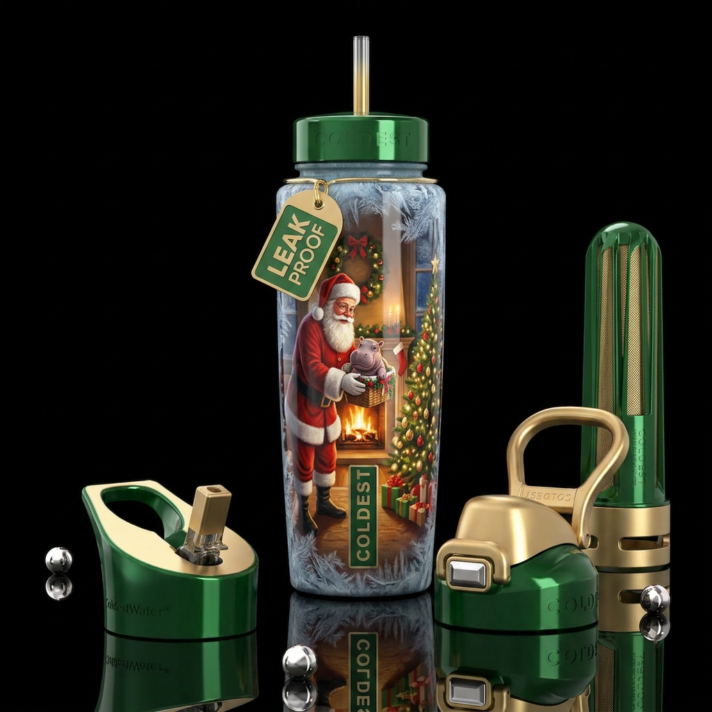 Sitting by a frosty window fireplace lit and a bea... water bottle design