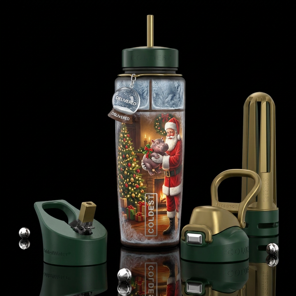 Sitting by a frosty window fireplace lit and a bea... water bottle design
