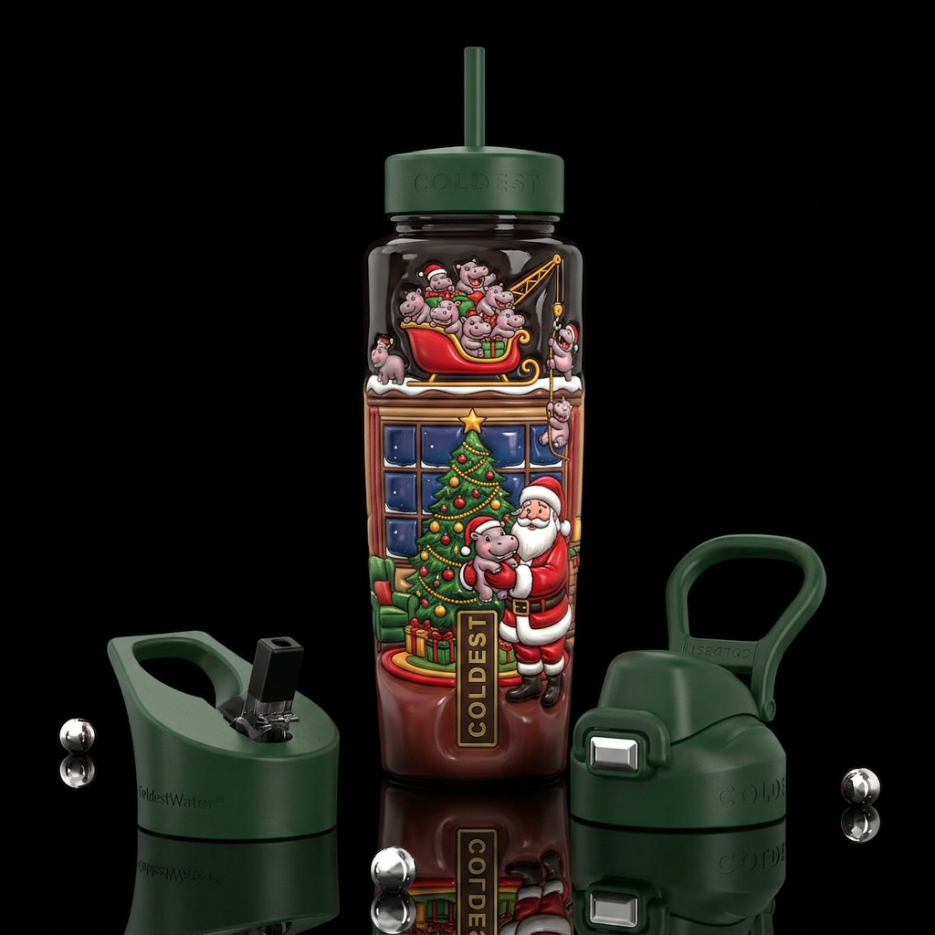 beautiferous christmas tree decorated in living ro... water bottle design