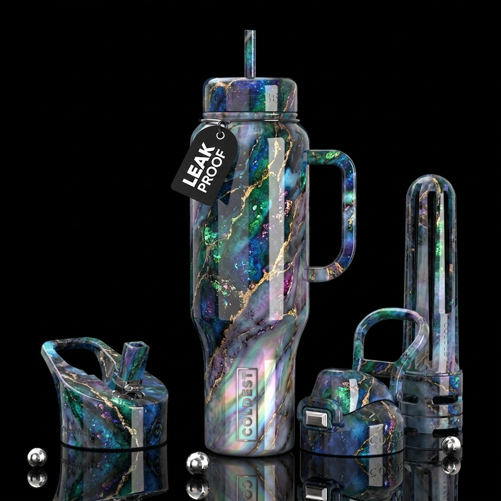 Enchanted Marbled magic, shiny, glossy, trompe-l'œ... water bottle design