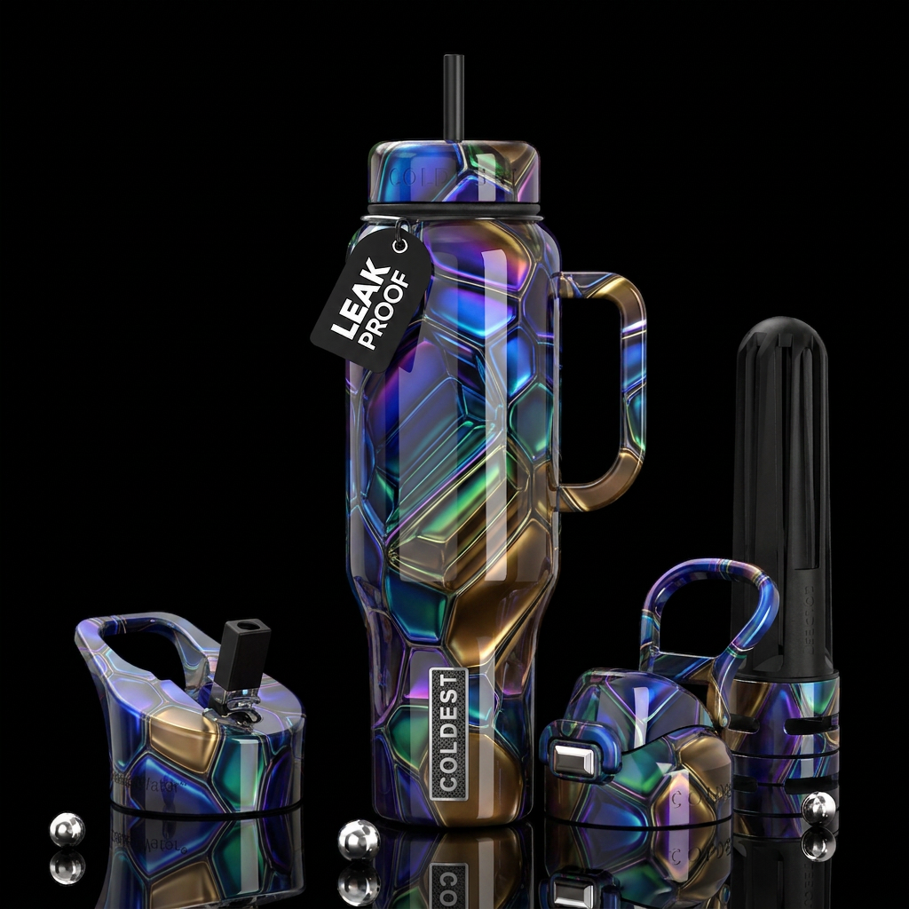 paradigm,glossy, trompe-l'œil, beautiferous water bottle design